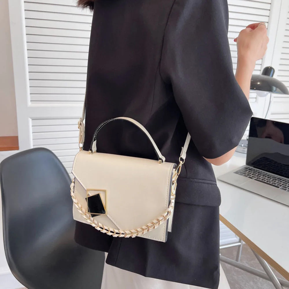Women's Flap Crossbody Bag with Chains Shoulder Strap