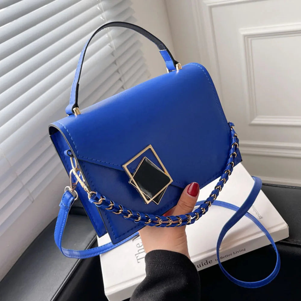 Women's Flap Crossbody Bag with Chains Shoulder Strap
