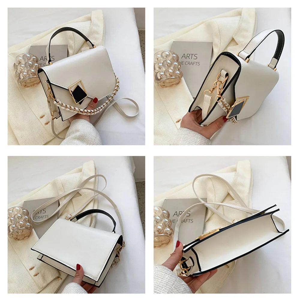 Women's Flap Crossbody Bag with Chains Shoulder Strap
