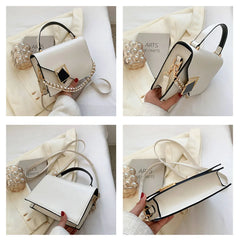 Women's Flap Crossbody Bag with Chains Shoulder Strap