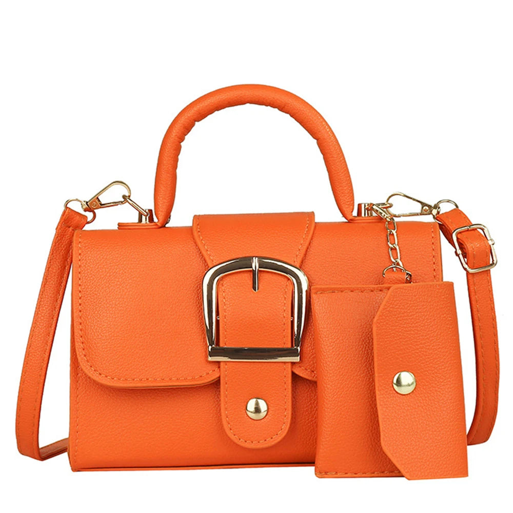WomenSoft Leather Purses & Handbag 2 Pcs Set Shoulder Bag Top-handle Bag Brands