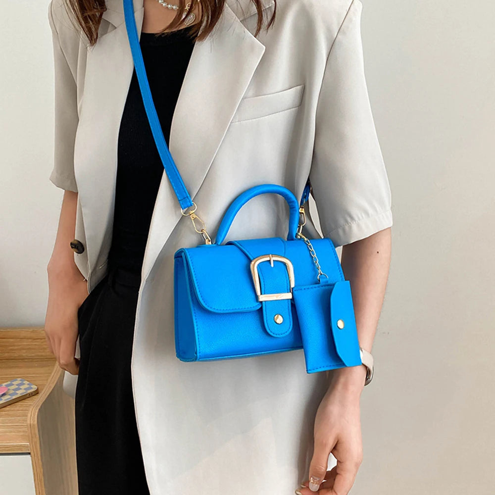 WomenSoft Leather Purses & Handbag 2 Pcs Set Shoulder Bag Top-handle Bag Brands