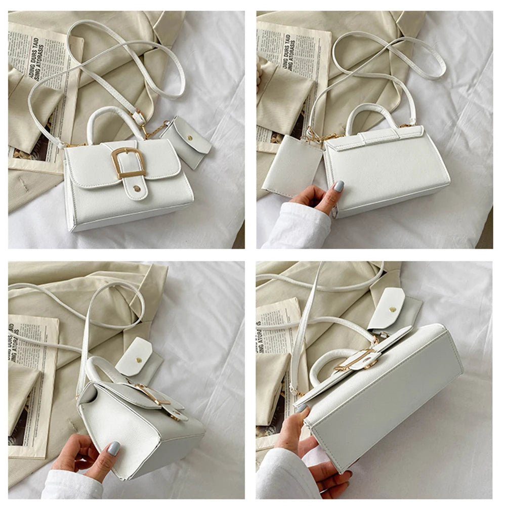 WomenSoft Leather Purses & Handbag 2 Pcs Set Shoulder Bag Top-handle Bag Brands