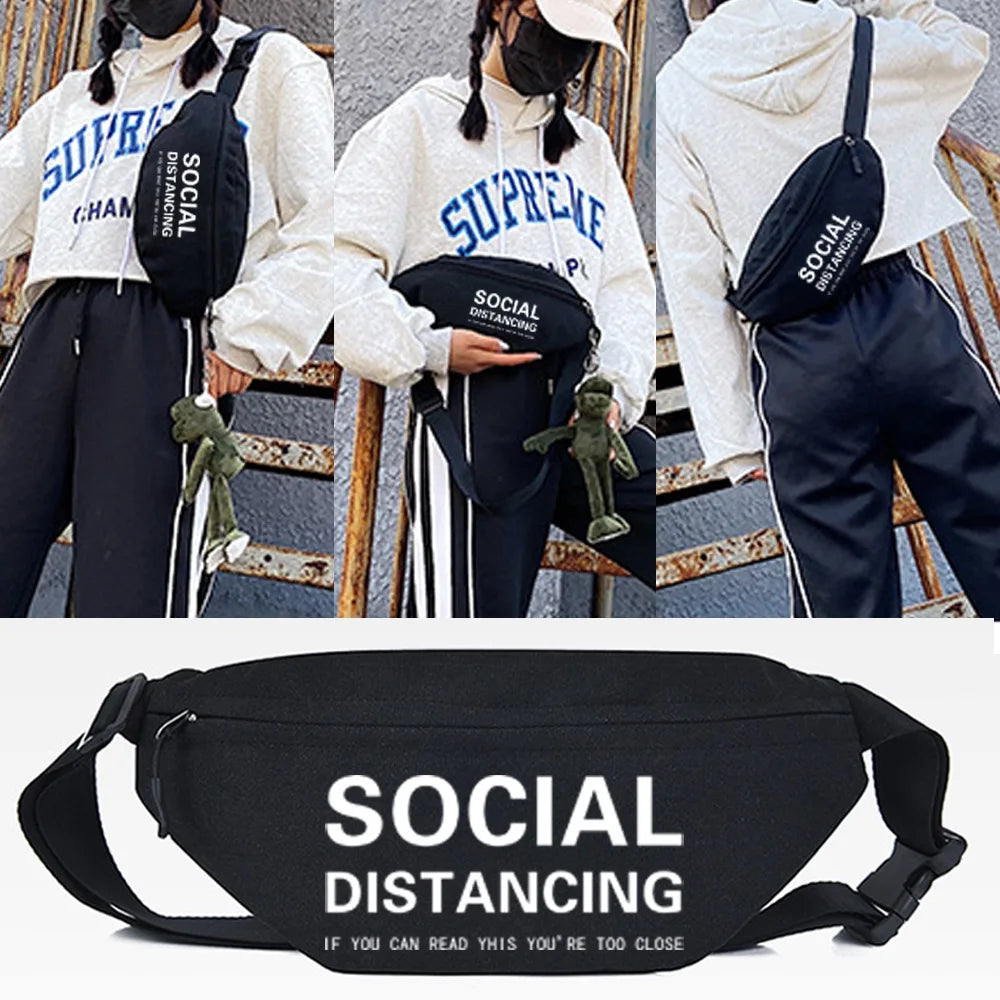 SOCIAL Letter Print Waist Bag Leisure Crossbody Fanny Pack
