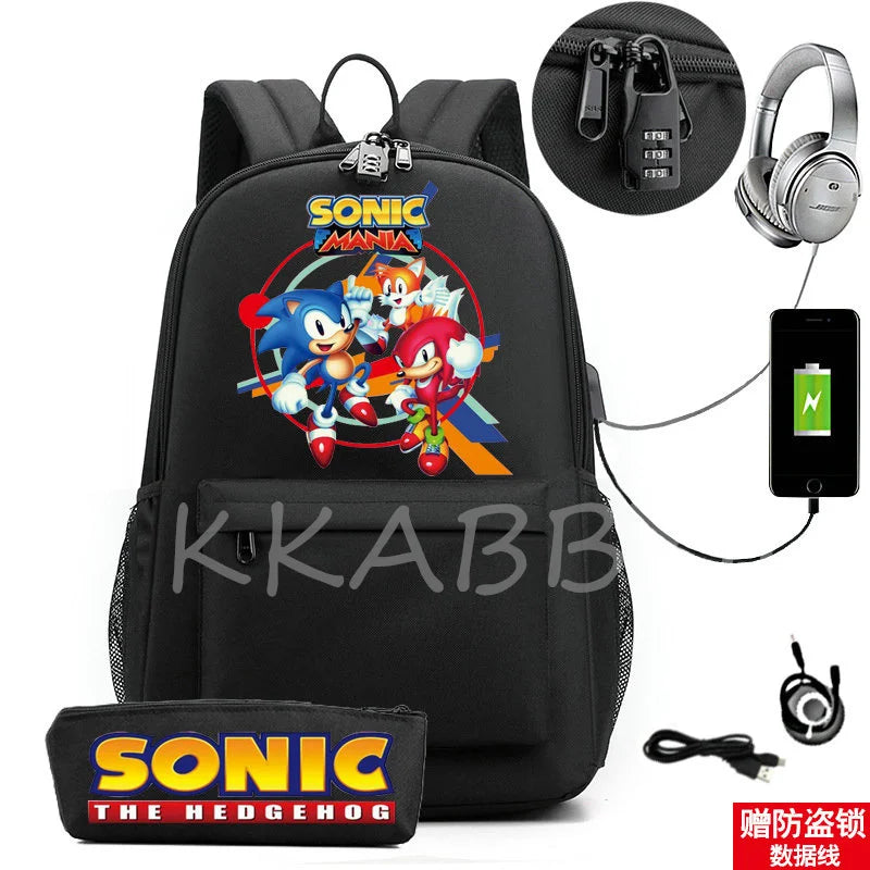 Canvas Anti-Theft USB Charge Backpack for Boys Girls Men Women