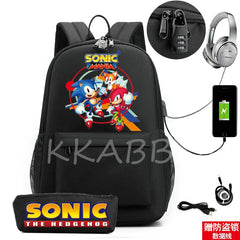 Canvas Anti-Theft USB Charge Backpack for Boys Girls Men Women