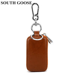 Leather Double Zipper Car Key Holder Organizer Pouch Keychain Holder