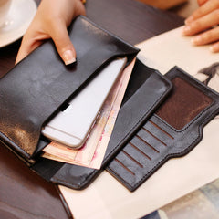 Leather Women Wallet Purse Bag Cowhide Long Money Wallets