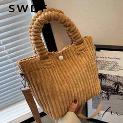 Corduroy Women's Bag Soft Handbags Crossbody Tote Bag