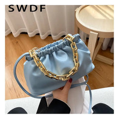Cloud Shoulder Bag with Clutch Chains Pleated Pouch Totes Handbag