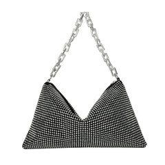 Diamonds Shoulder Bag Silver Evening Clutch Solid Small Flap Handbags
