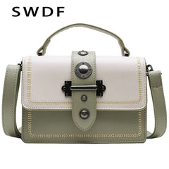 Women's Rivet Shoulder Messenger Bag High PU Leather Tote Bag