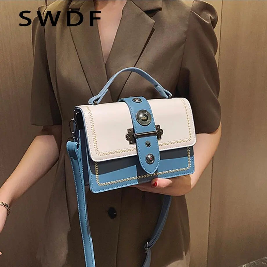 Women's Rivet Shoulder Messenger Bag High PU Leather Tote Bag