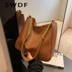 Ladies Casual Bucket Bags Women's Retro Shoulder Bags