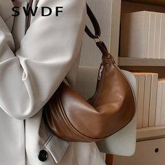 Half Moon Small Crossbody Bag Women Solid Handbag Winter Trends
