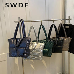 Quilted Shopper Shoulder Bag Padded Messenger Tote Bags