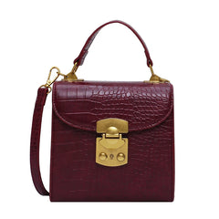 Stone Pattern PU Leather Crossbody Bag Lock Shoulder Messenger