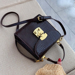Stone Pattern PU Leather Crossbody Bag Lock Shoulder Messenger