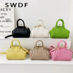 Pleated Handbag with Handle Lattice Shoulder Bag for Women Clutch Purses