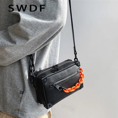 Soft Trunk Bags Women Square Shoulder Bag Mini Handbag Chain Purse