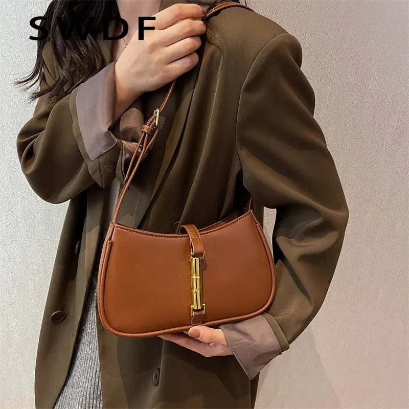 Women's PU Leather Shoulder Bag Zipper Crossbody Purse