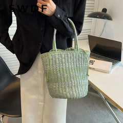 Straw Summer Shoulder Bags for Women Hollow Beach Women's Handbags