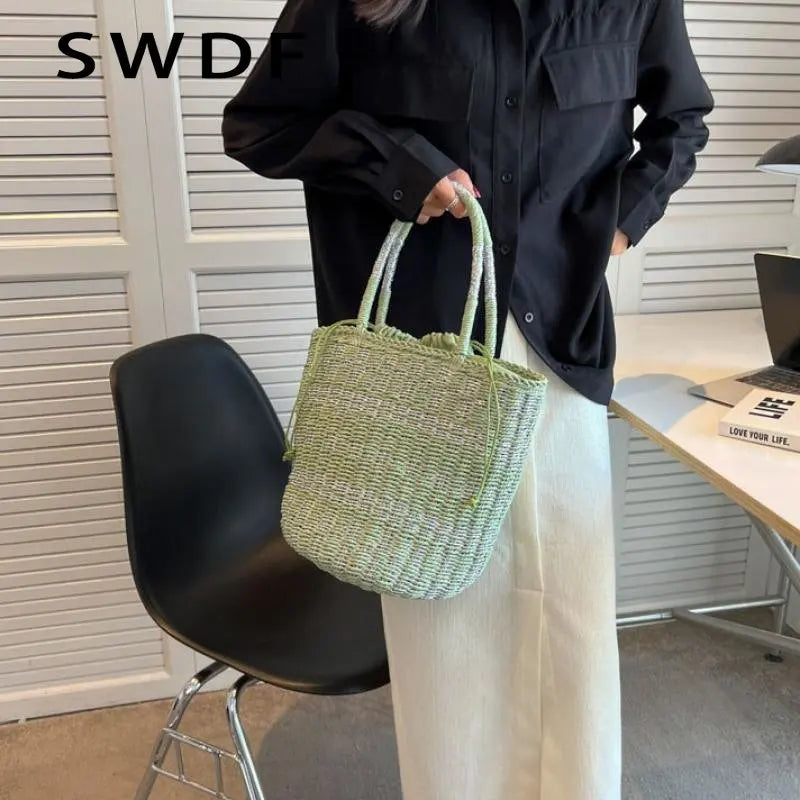 Straw Summer Shoulder Bags for Women Hollow Beach Women's Handbags