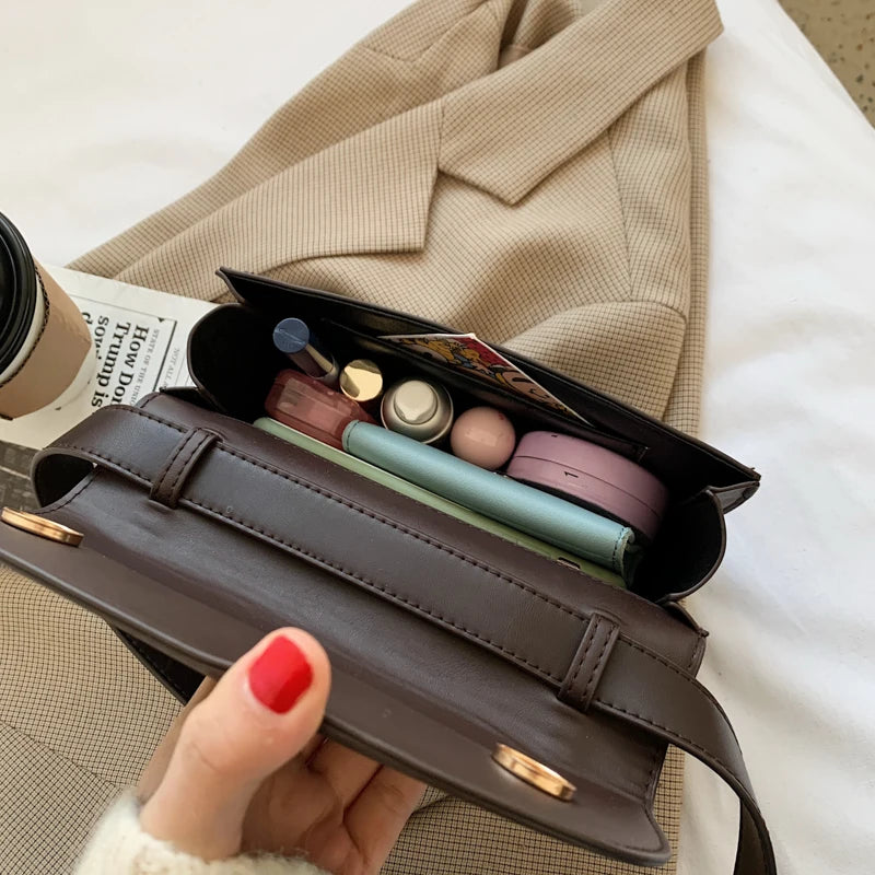 Small PU Leather Crossbody Bag Winter Shoulder Chest Bag
