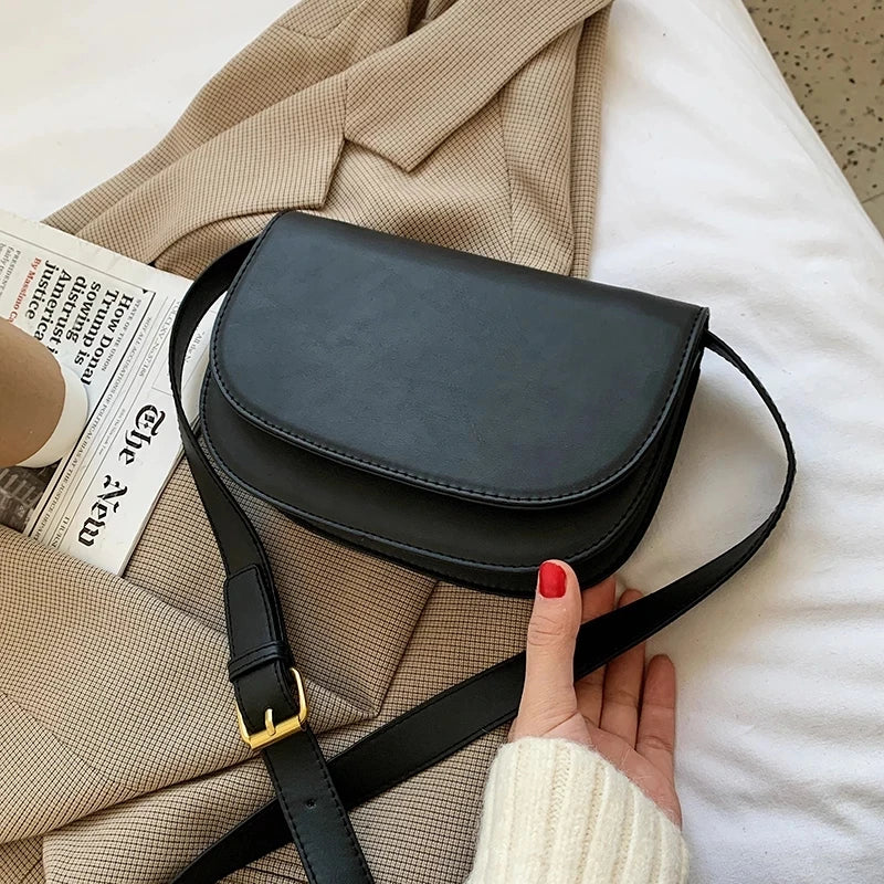 Small PU Leather Crossbody Bag Winter Shoulder Chest Bag