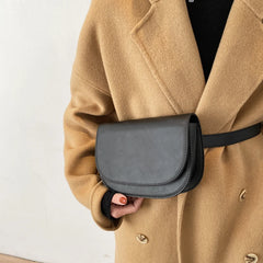 Small PU Leather Crossbody Bag Winter Shoulder Chest Bag