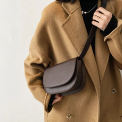 Small PU Leather Saddle Bag for Women Crossbody Shoulder Chest Handbag