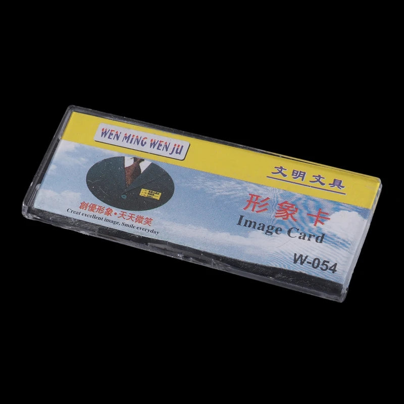 3 Pcs Clear Hard Plastic Name Tag Holder with Clip