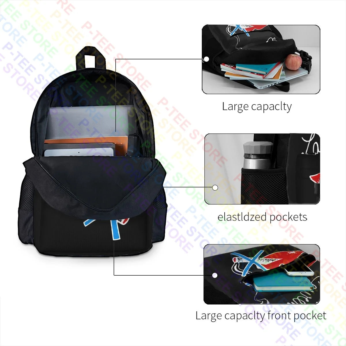 Saint 12 Laurent Lips Backpack Beach Gym Tote School Sport Bag