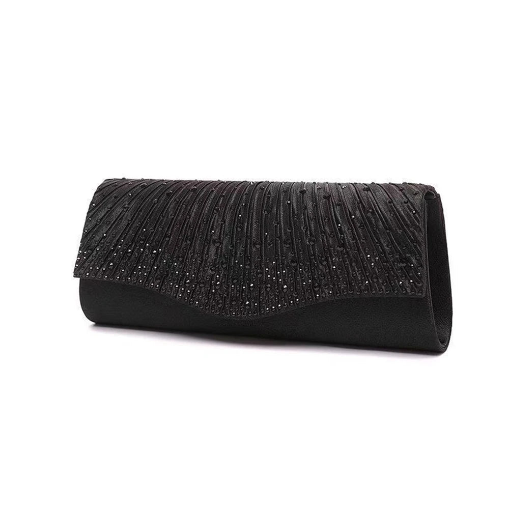 Satin Rhinestone Evening Clutch Party Handbag Wedding Purse