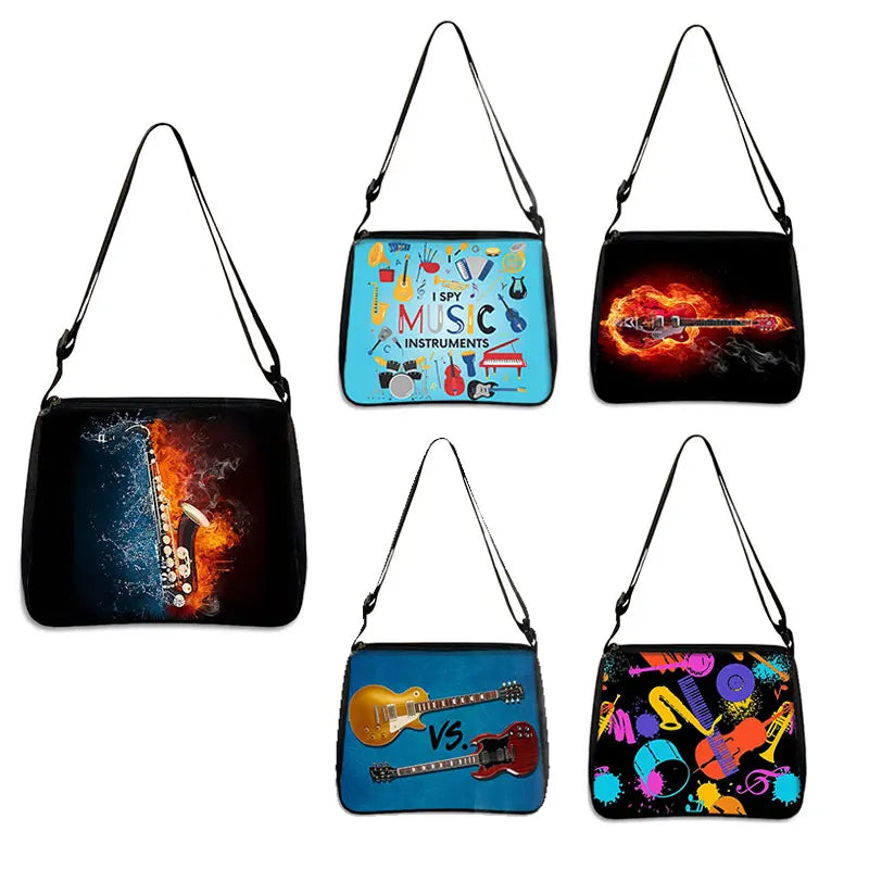 Saxophone Musical Instrument Print Handbag Style Underarm Bag