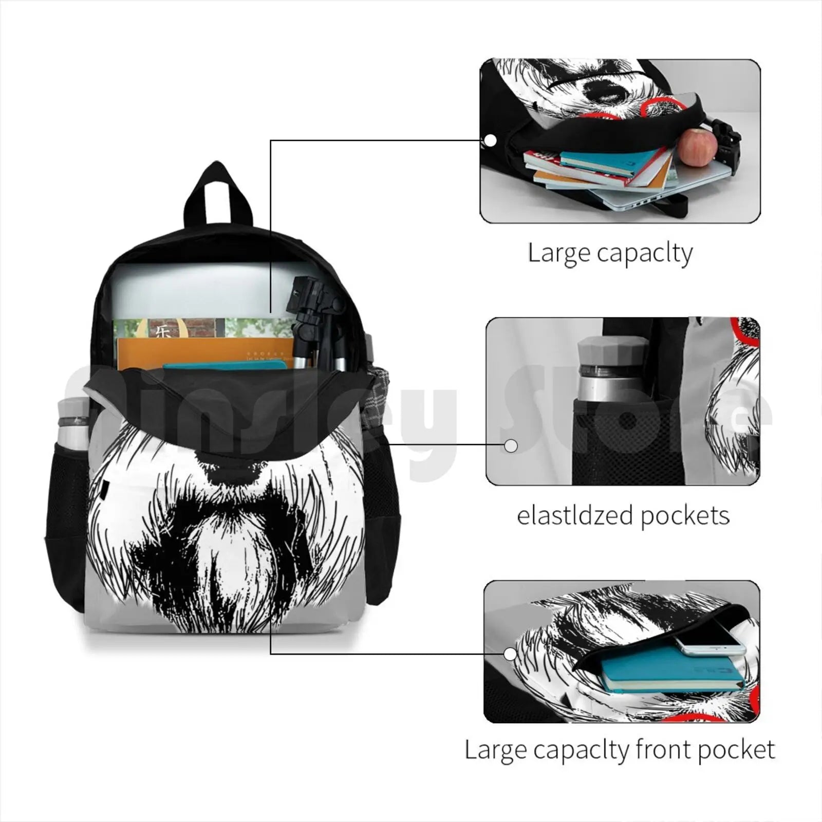 Schnauzer Nerd Backpack Waterproof Camping Travel