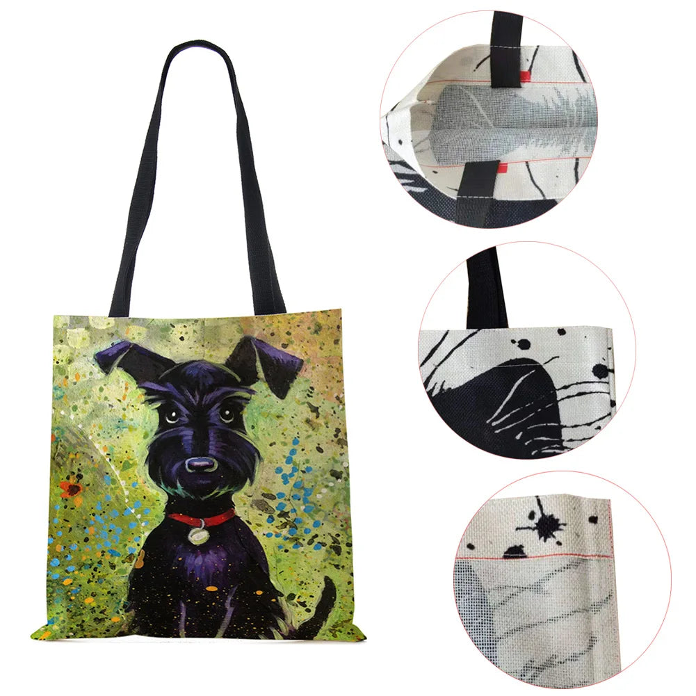 Schnauzer Dog Painting Handbags For Women Lady Shoulder Bag