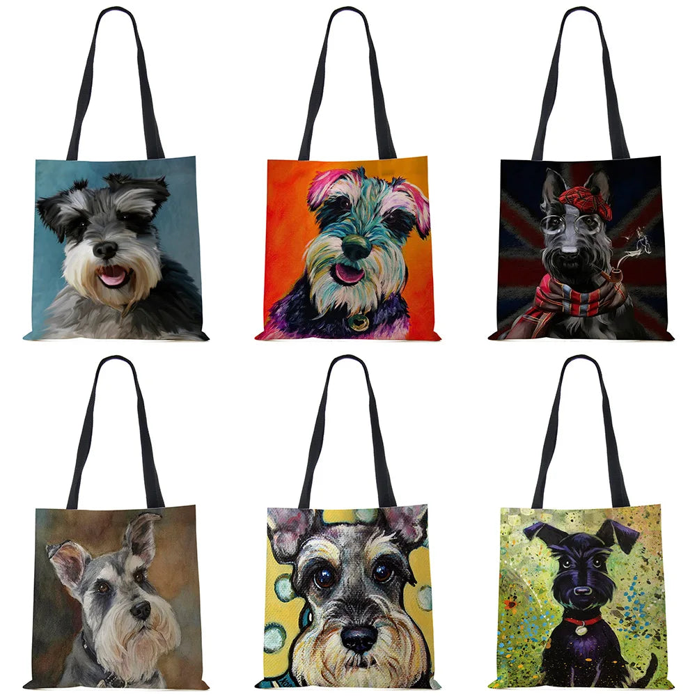 Schnauzer Dog Painting Handbags For Women Lady Shoulder Bag
