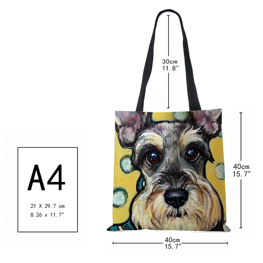 Schnauzer Dog Painting Handbags For Women Lady Shoulder Bag