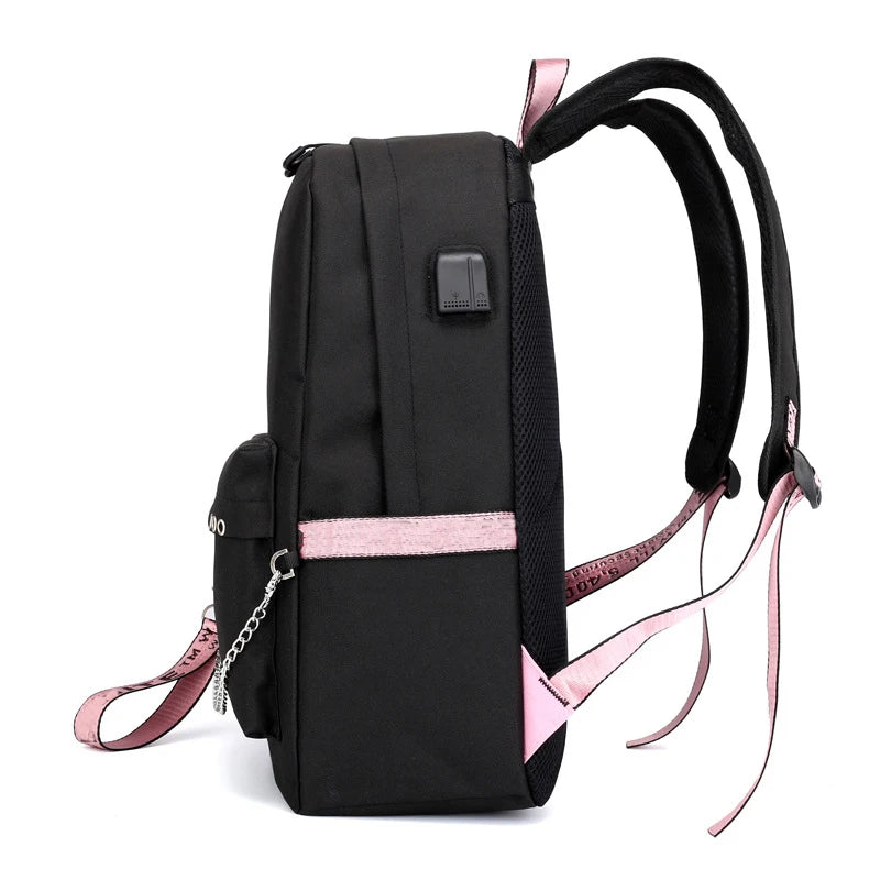 School Backpack for Girls Boys Teens Children Students Book Bags USB Canvas