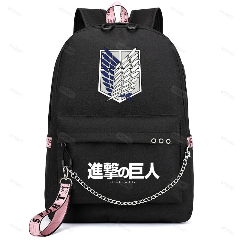 School Backpack for Kids Teens Students USB Canvas