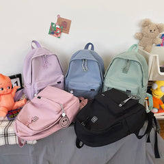 Girls High School Student Backpack Large Capacity Solid Bags for Women