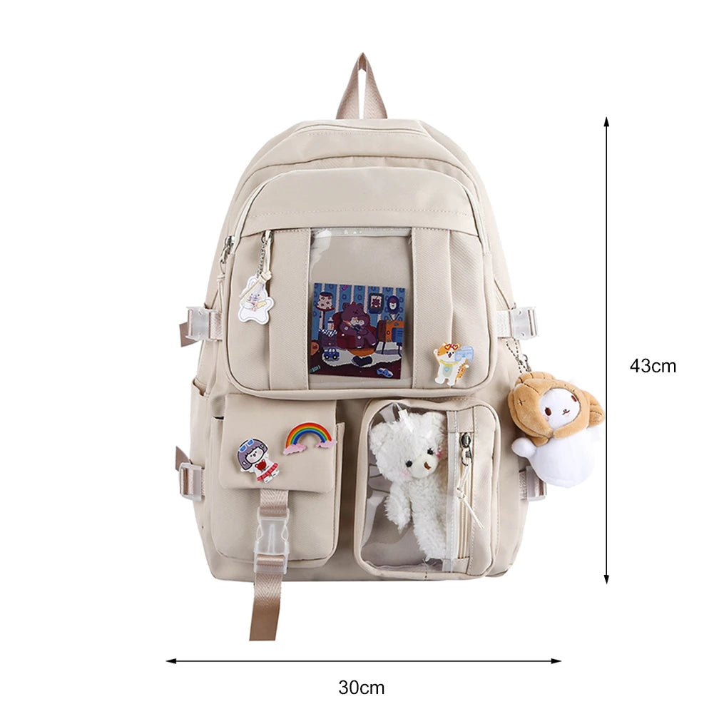 Lightweight Zipper School Bag for Women Shopping Travel