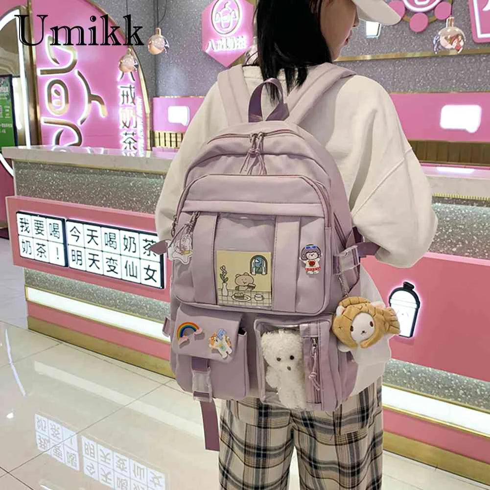 Lightweight Zipper School Bag for Women Shopping Travel