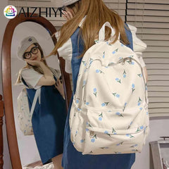 Floral Prints School Bag Large Capacity Teen Shoulder Laptop Travel Girl