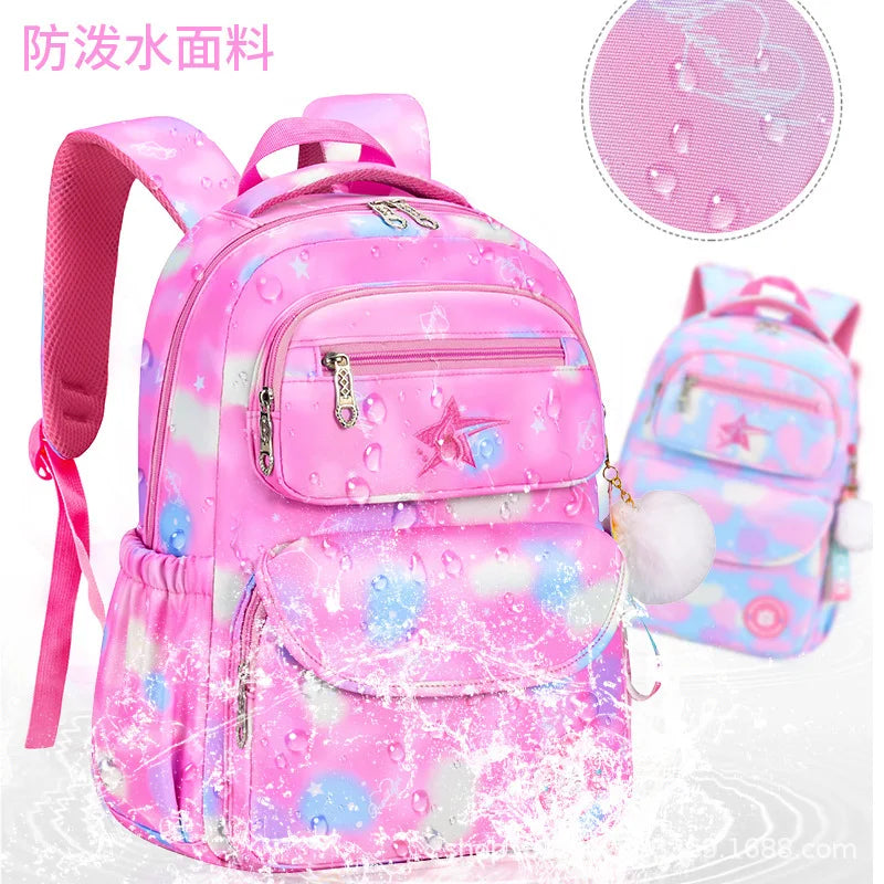 Girls Waterproof School Backpack Orthopedic Kids Book Bag