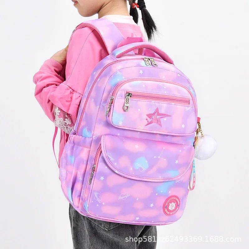 Girls Waterproof School Backpack Orthopedic Kids Book Bag