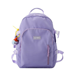 School Bookbag Nylon Backpack with Pendant for Teen Girl College Large Capacity