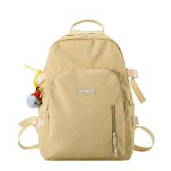 School Bookbag Nylon Backpack with Pendant for Teen Girl College Large Capacity