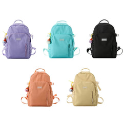 School Bookbag Nylon Backpack with Pendant for Teen Girl College Large Capacity